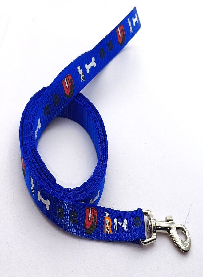 Pups&Pets 15 MM Paw/Bone Printed Soft Nylon Collar Belt and Leash Set for Small Breed Dog and Puppies - Blue - Image 3
